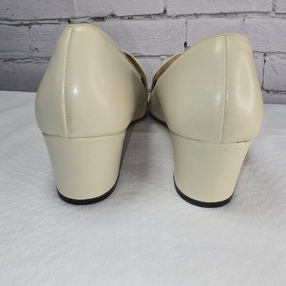 FOOT-SO-PORT STEPETTES VINTAGE BEIGE PUMPS SQUARE TOE BLOCK HEEL WOMENS SIZE 10 - Picture 3 of 8